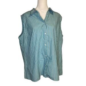 ALC blue & white striped button down sleeveless blouse size 2X